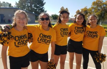  Manzanita cheerleading team in yellow shirts