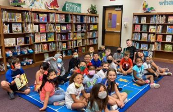  students in the library