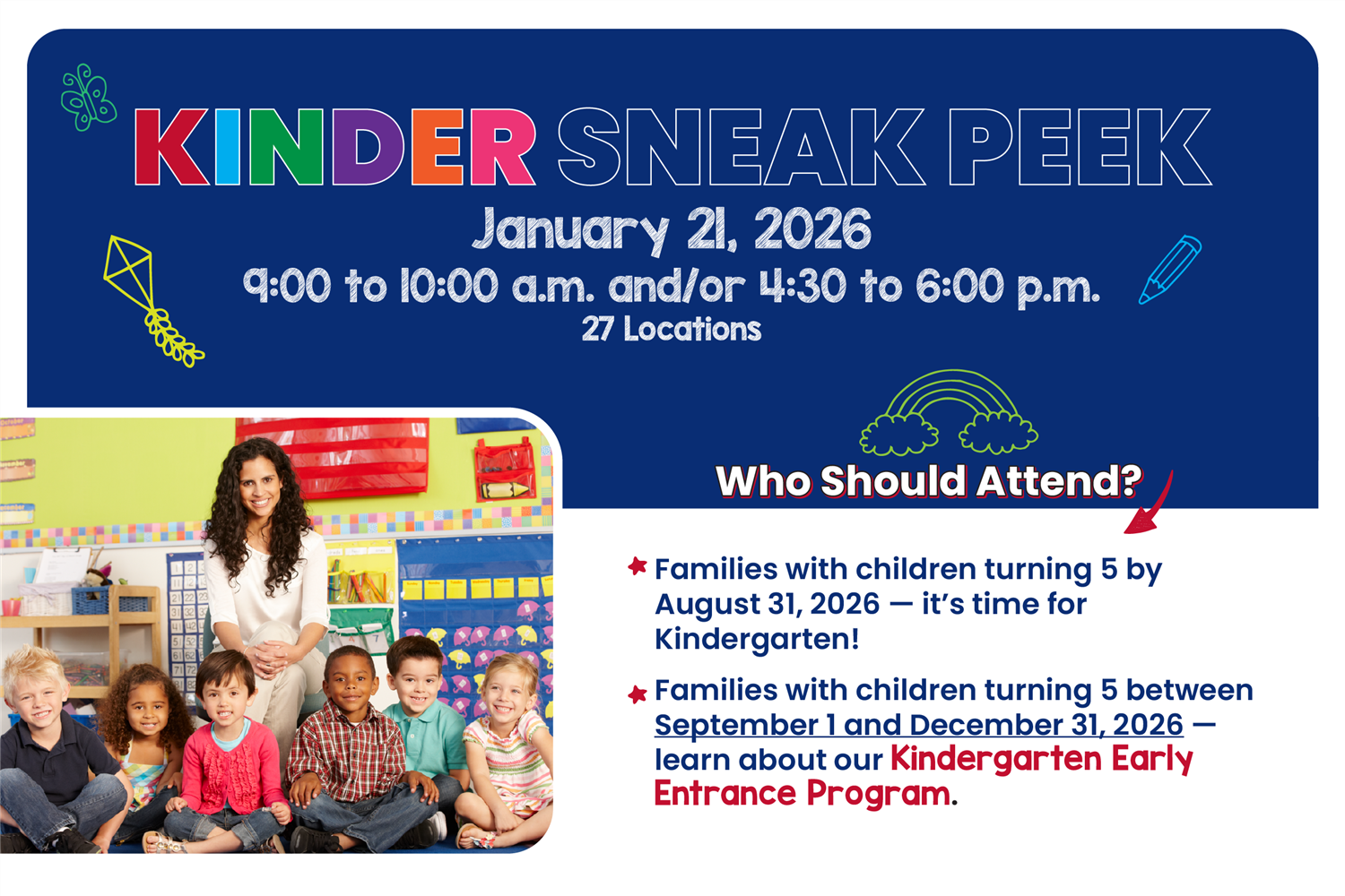  WESD Kindergarten Sneak Peek Events graphic