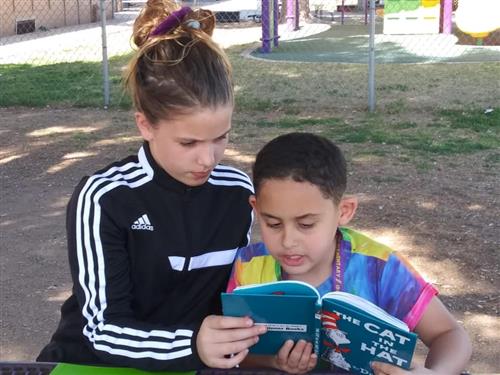 students reading