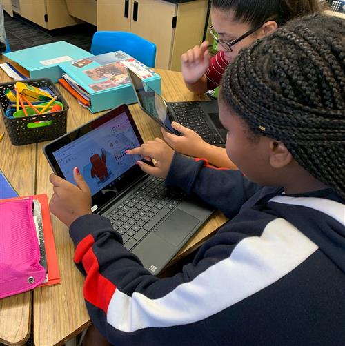 students using technology